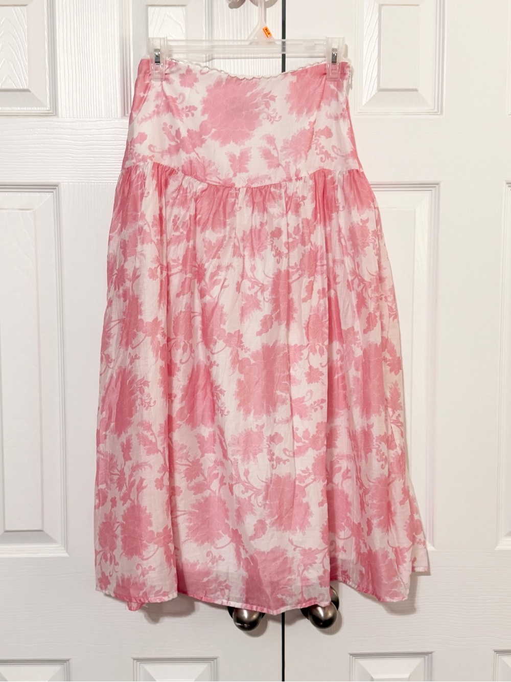 Petal & Pup Pink and White Floral Midi Skirt